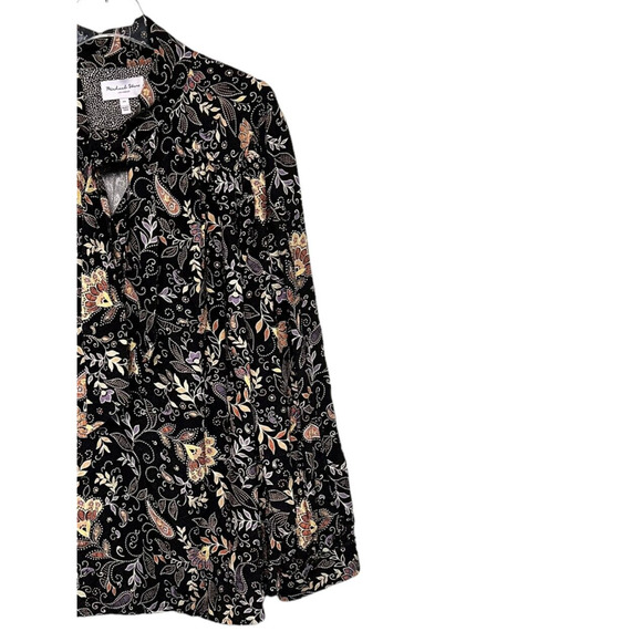 Michael Stars Women’s 2X Alexei Paisley BowTie Blouse Long Sleeve Rayon SFDPF82X - Picture 2 of 8